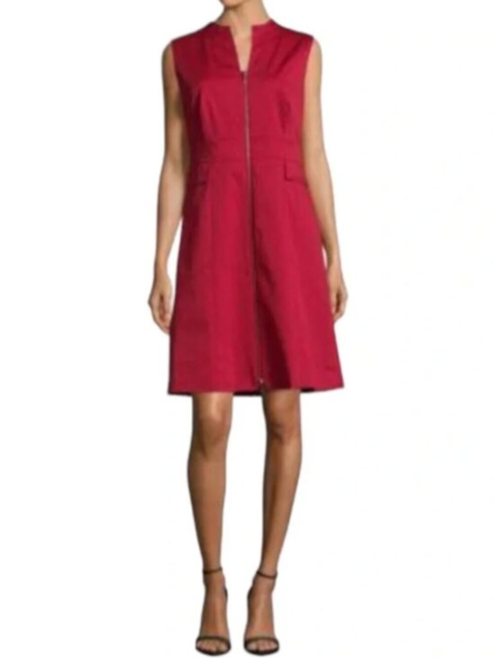 Lafayette 148 New York 'Carolina' Sleeveless Dress in Burgundy Size 16